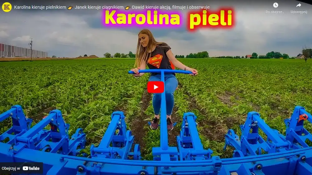 Film z pielnikiem i ciągnikiem Arbos 40KM na polu 